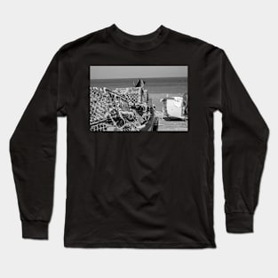 Lobster and crab pots on a fishing boat on the Norfolk coast Long Sleeve T-Shirt